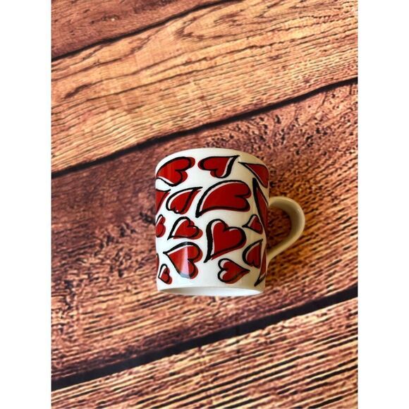 Crate & Barrel LOVE 7oz Mini‎ Mug White Red Hearts Valentines Elvis Swift Cup - Picture 1 of 11